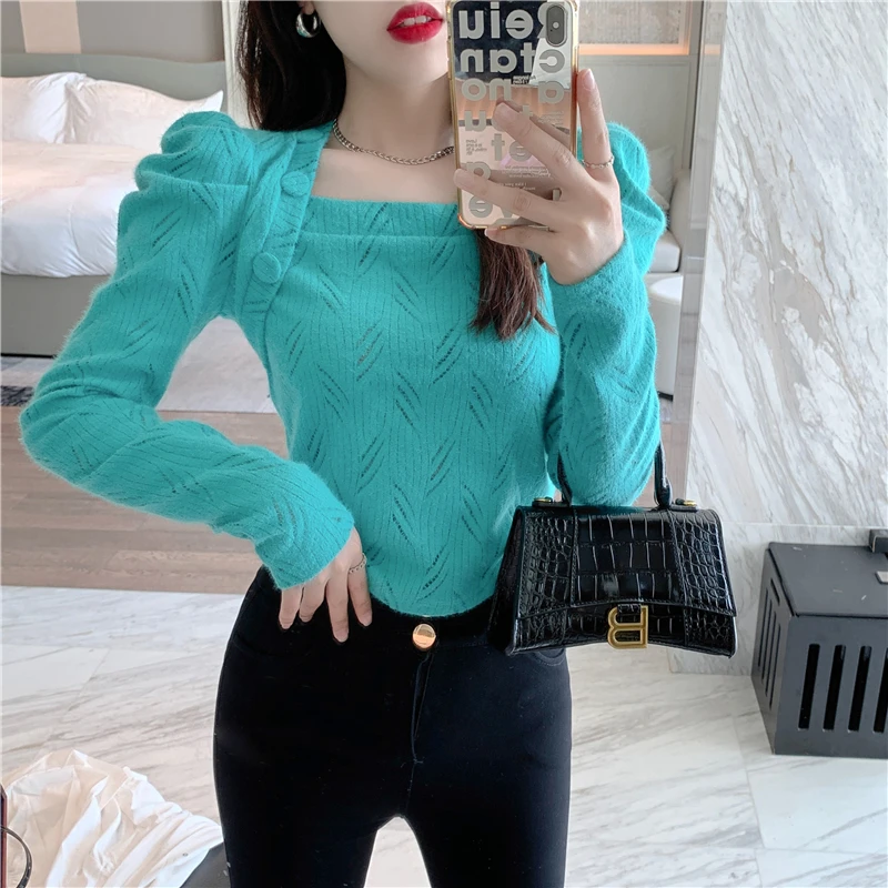 

Make firm offers ~ han edition hollow square collar T-shirt all female joker cultivate one's morality show thin paragraphs short