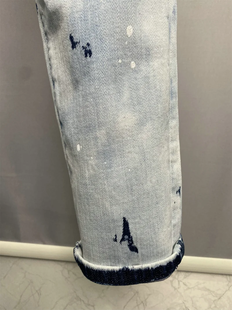 European New Dsquared2 Brand Jeans Men Slim Jeans Pants Men's Denim Trousers hole Pencil Pants jeans for Men