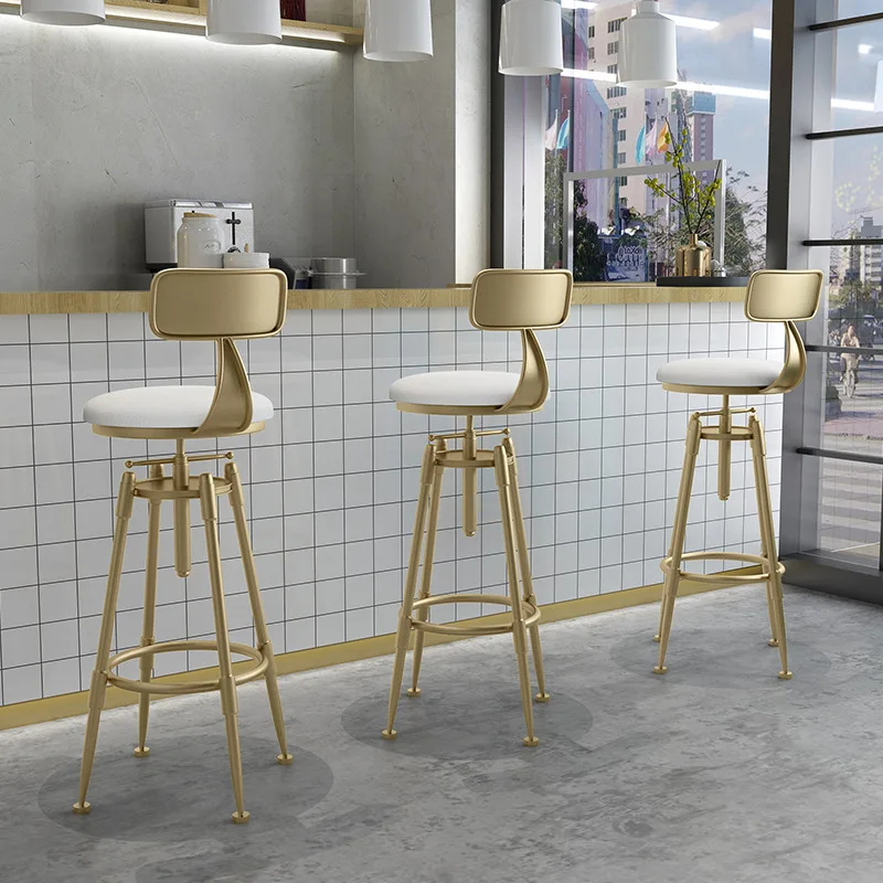 

Waiting Counter Kitchen Stools Dining Design Dining Room Modern Bar Soft Nordic Chair with Backrest Taburete Alto Furniture Bar