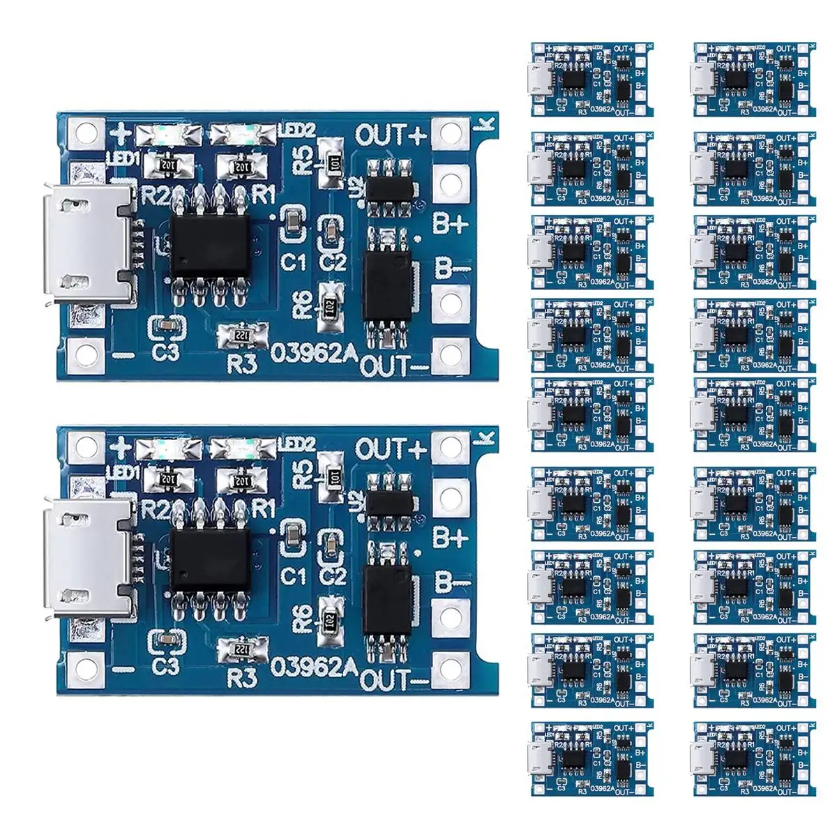 

20 Pieces Charging Module Battery Charging Board with Battery Protection BMS 5V Micro-USB 1A 18650 Charge Module