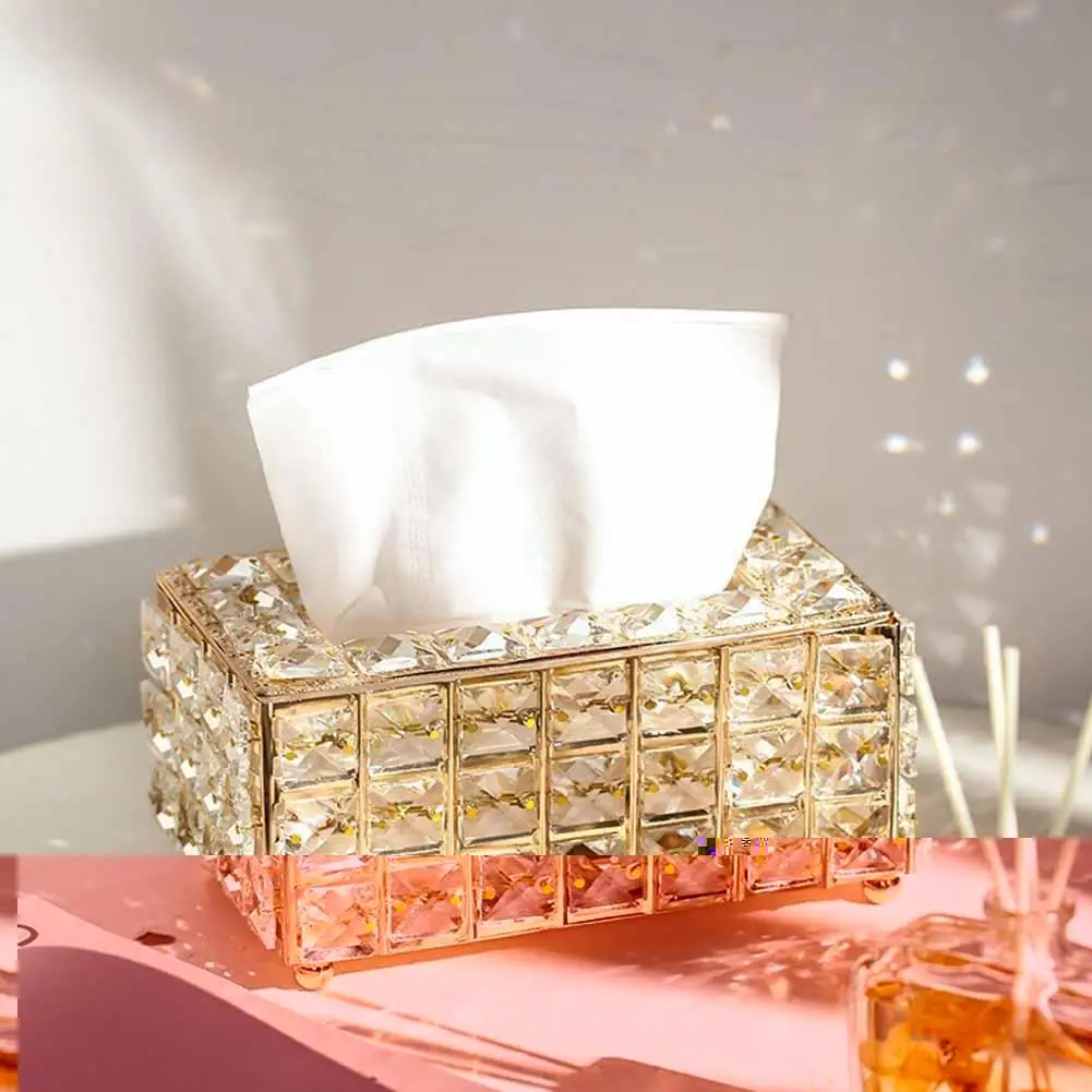 

Crystal Tissue Box Holder Crystal Cube Napkin Dispenser Bar Diamond Coffee Boxes Office House Cafe Hotel Bedroom O6u8
