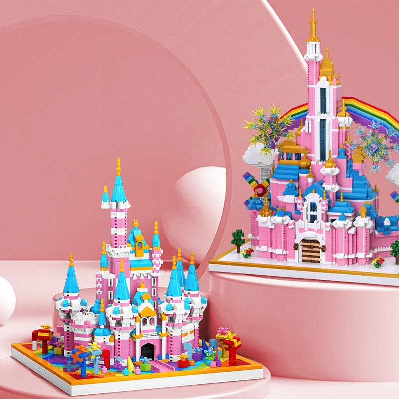 

Disney Princess Castle Fairy Tale Micro Size Building Blocks Toys Plastic Model Bricks Cartoon Tale Gifts For Girls Kids MOC