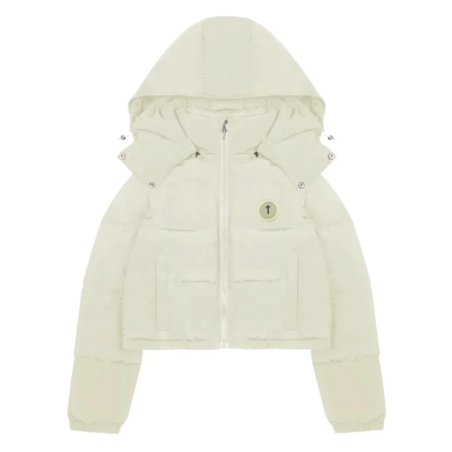 

Uk London Women Trapstar Detachable Hooded Down Jacket Ice Blue Top Quality Fleece Activewear Women's Winter Warm Clothing