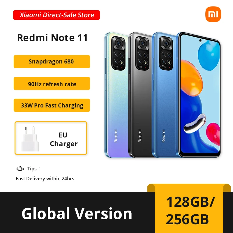

Global Version Xiaomi Redmi Note 11 64GB/128GB Smartphone Snapdragon 680 Octa Core 33W Pro Fast Charging 50MP Quad Camera