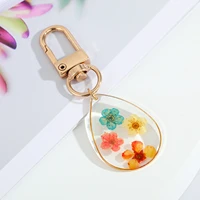 renya dried natural flower resin keyring holder pendent keychain for women girls bag airpods box car phone accessories gift