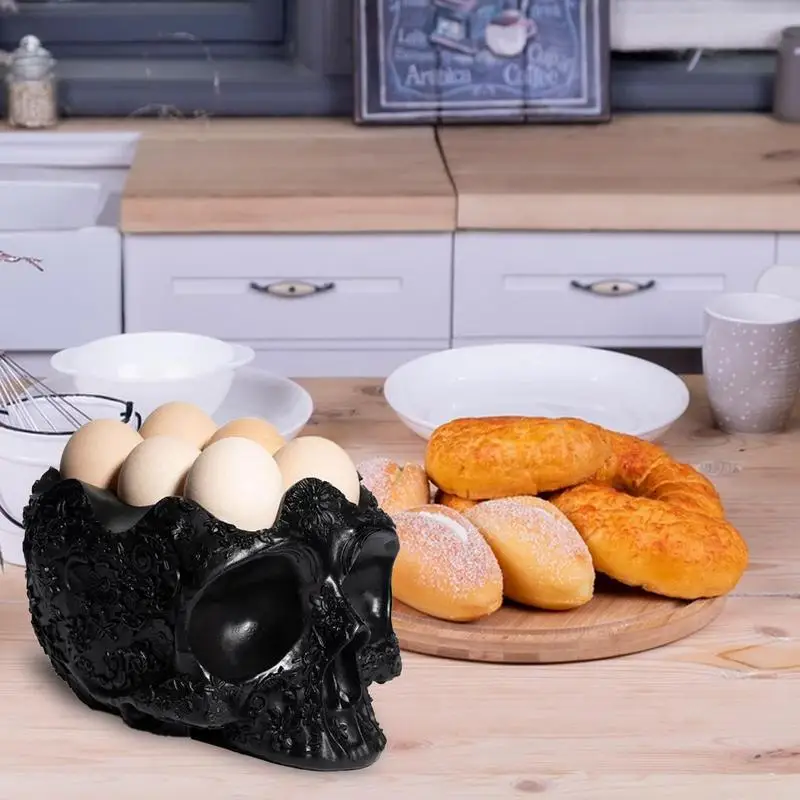 

Halloween Egg Display Stand Home Kitchen Gothic Skeleton Egg Holder Multi functional Modern Resin Craft Egg Display Organizer