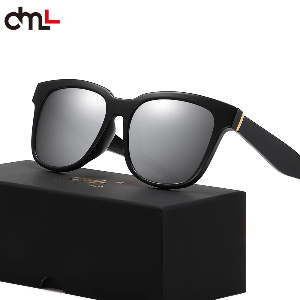 DML Brand Fashion Square Sunglasses Woman Mirror Black TR Sun Glasses Female Big Frame Modern With Gift Box