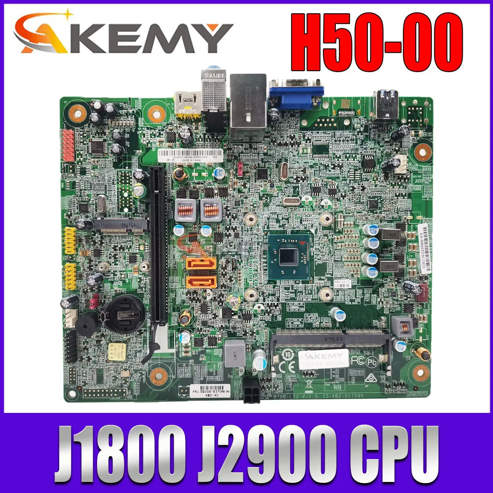

FOR Lenovo H50-00 D30-00 H30-00 H5000 D3000 H3000 Desktop Motherboard 5B20G18367 BTDD-LT2 15-KB2-011090 With J1800 J2900 CPU