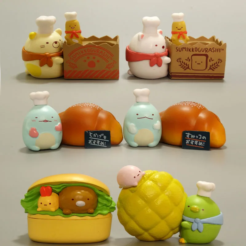 

Hobbies Action Figures Tide Play 6pcs Sumikkogurashi Burger Chef Doll Model Ornament Toys Holiday Gift for Children