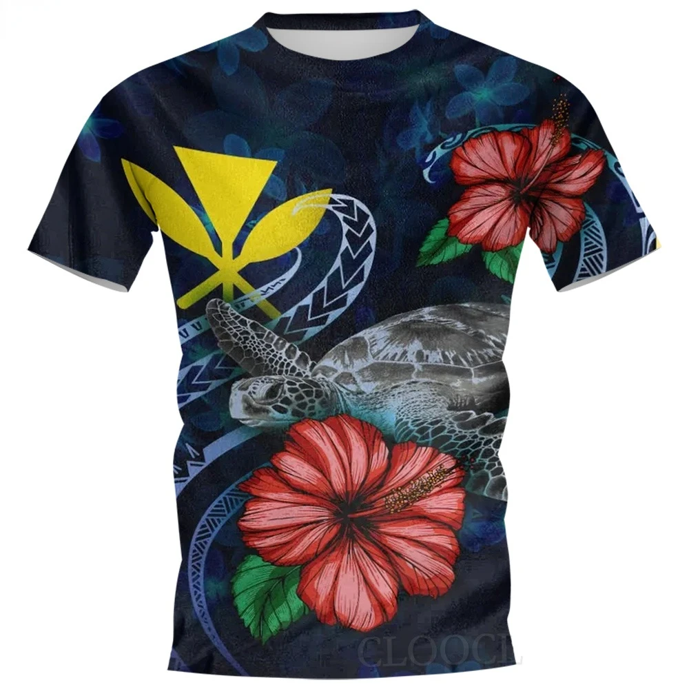 

2023 Summer Fashion 3D Polynesian Turtle Print Hawaiian T Shirt Men Women Unisex Short Sleeve Casual Shirts Fashion Tops