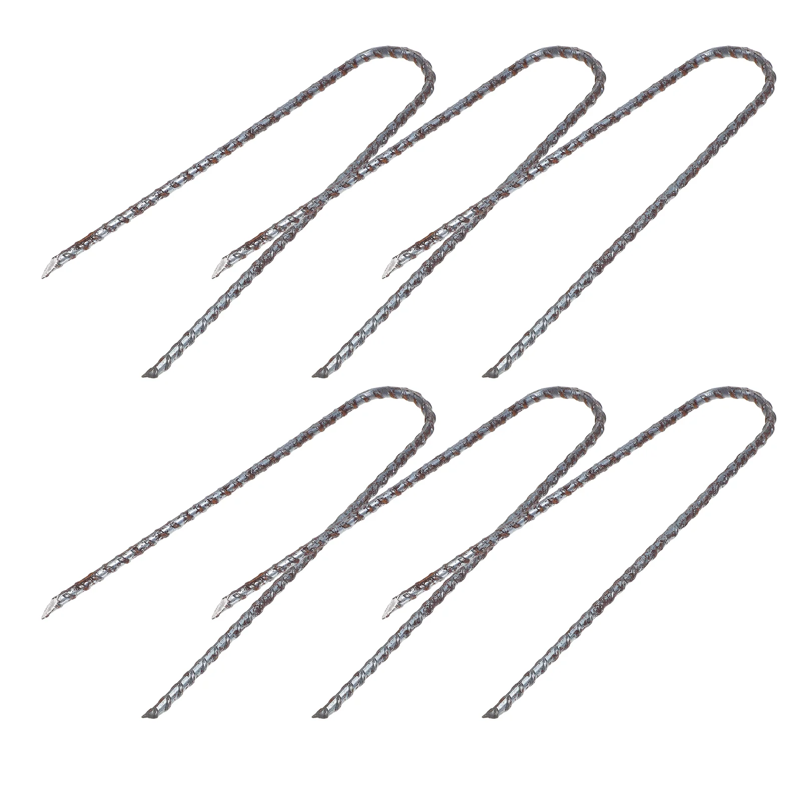 

6 Pcs Trampoline U-shaped Nails Stakes Camping Canopy Black Metal Fixator Set Fastening Heavy Duty Wood Pile Steel Ground