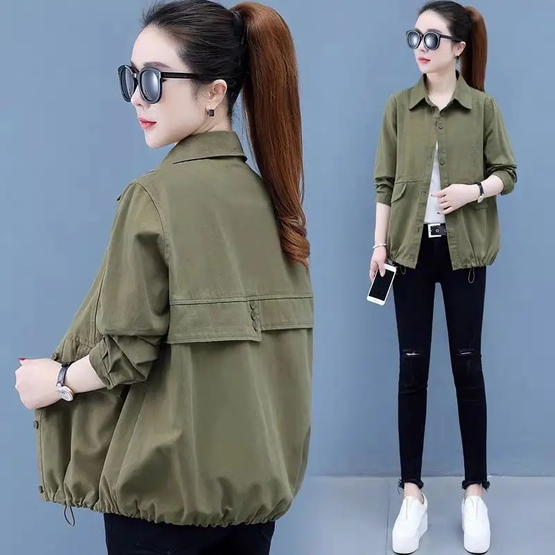 

Women Fashion Solid Jackets 2023 New Spring Autumn Korean Pocket Solid Single Breasted Long Sleeves Female Chic Coat Outwear X17