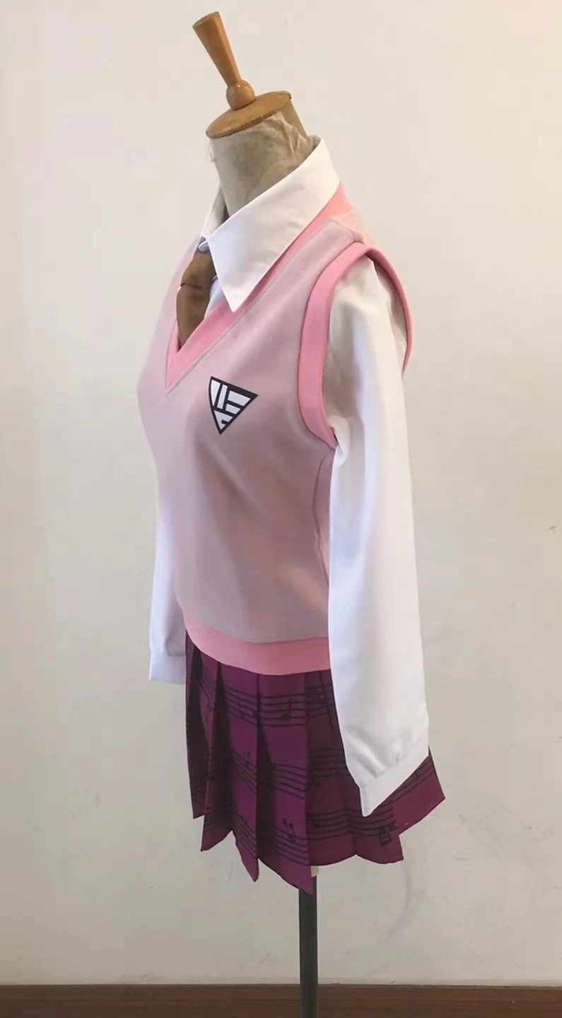 Danganronpa V3 Akamatsu Kaede Косплей Костюм Парик Аниме Униформа Юбка Комплект Жилет +