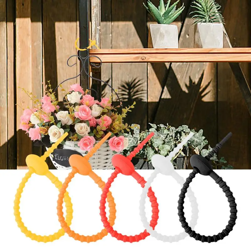 

Silicone Cable Ties 15cm/5.9inch Silicone Bag Ties Elastic Silicone Reusable Zip Ties Length Adjustable Cord Management Strap