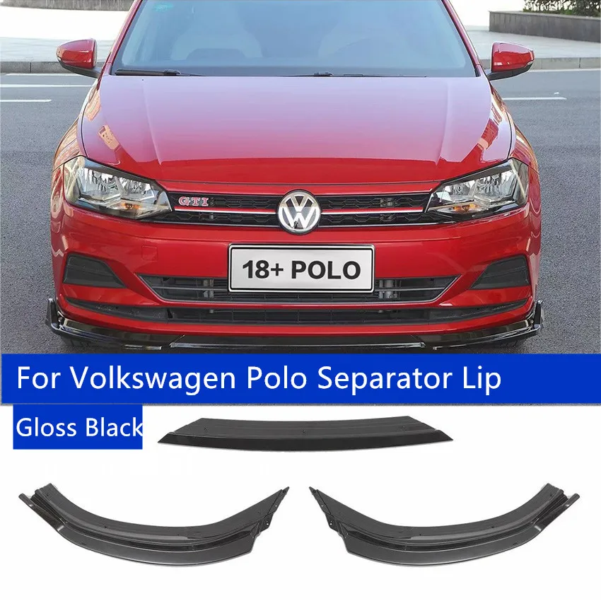 Parachoques delantero para Volkswagen Polo, separador de labios, parrilla, difusor de Alerón, pala frontal, piezas de coche, negro brillante, 2011-2022