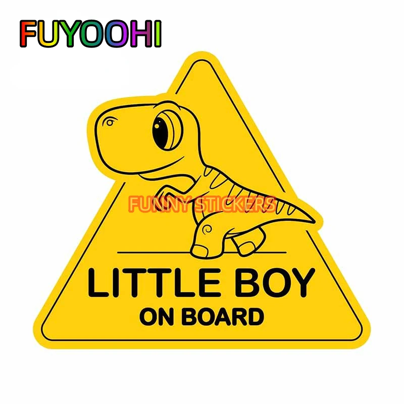 

FUYOOHI Little Boy on Board Dinosaur Sign Personality Car Stickers Bumper Motorcycle Decal Car Accessories
