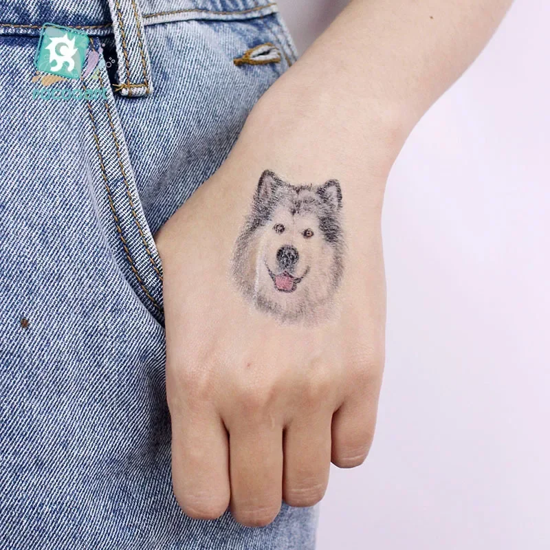 Маленькая Временная тату-наклейка мультяшное животное собака кошка кролик