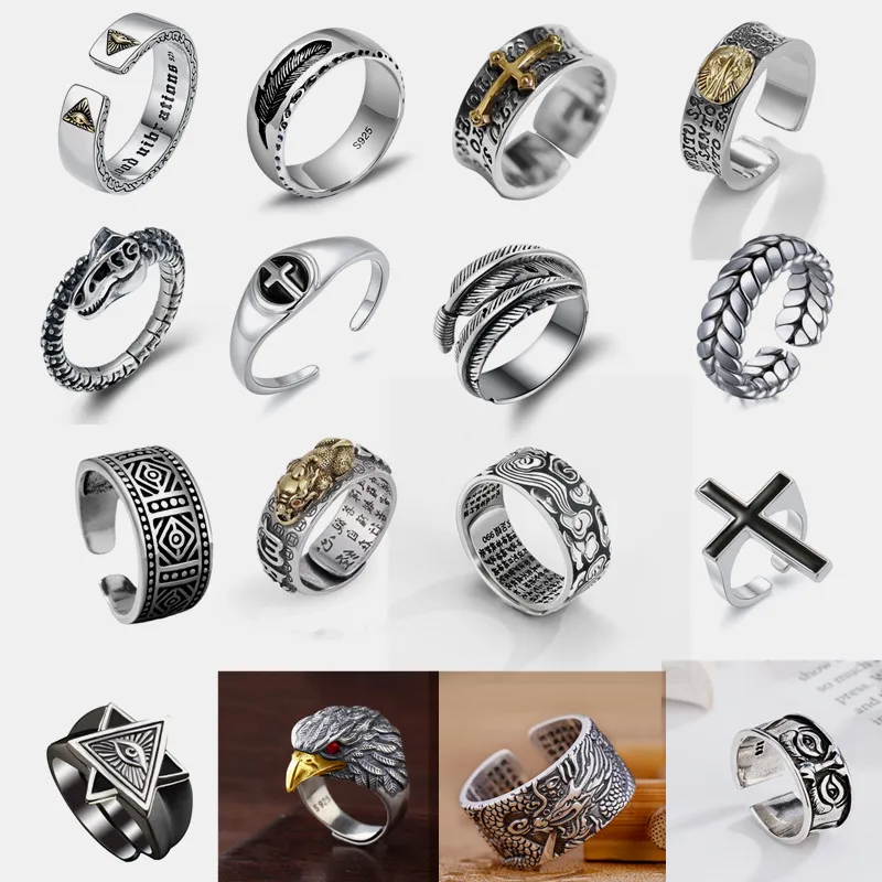 

Мужское Винтажное кольцо из нержавеющей стали, регулируемый размер