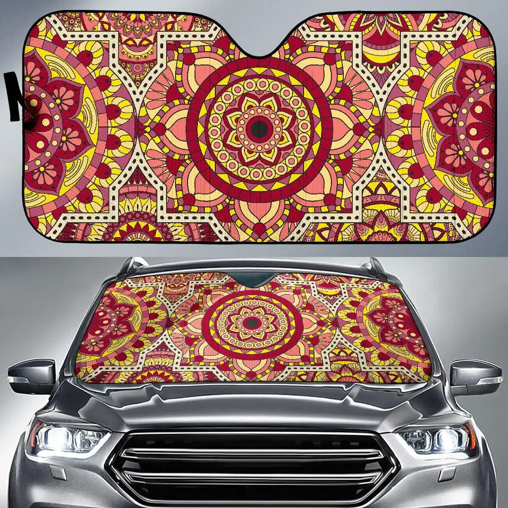 

Sangria Mandala Bohemian Pattern Print Car Sun Shade