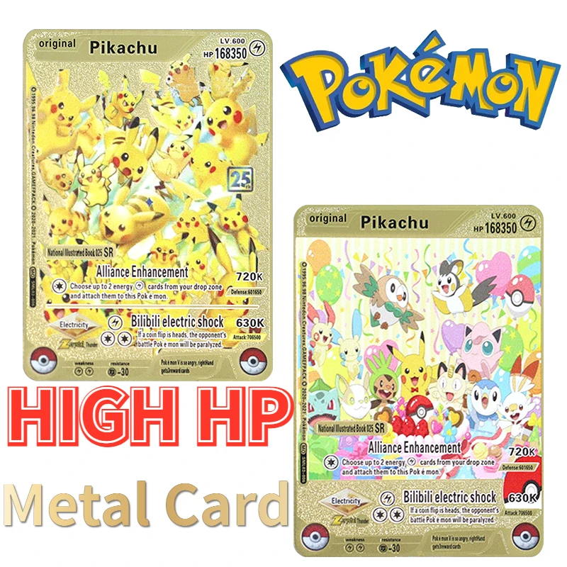 

Anime Game Pokemon Coleccionables Collection 183200 Points High Hp Charizard Raichu Gold English Metal Card Vmax Mega GX Cards