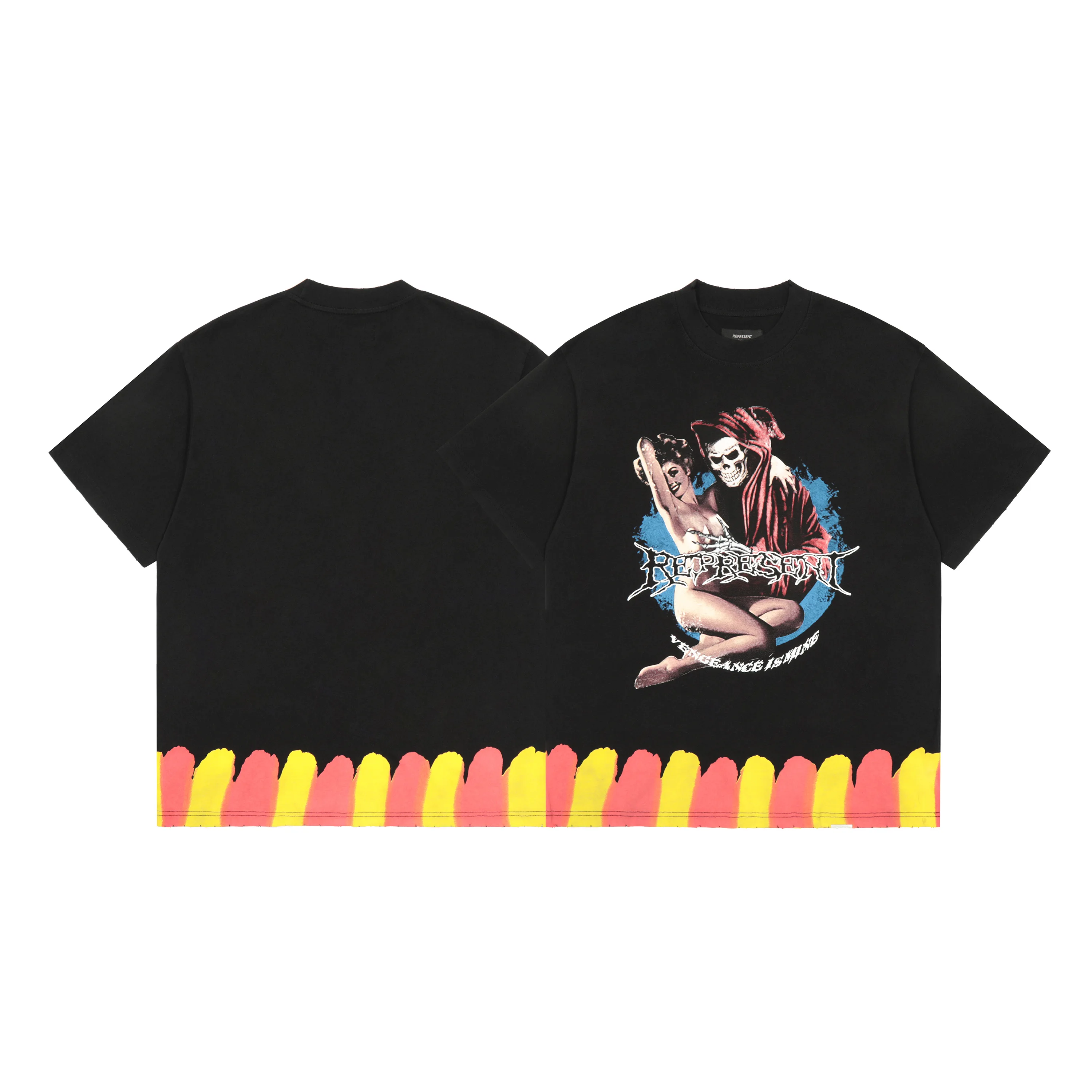 

REPRESENT 22ss Retro Old Beauty Devil Print High Street Loose Hip-hop Round Neck Casual Couple Short-sleeved T-shirt