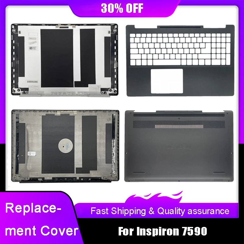 

New Laptop LCD Back Cover For Dell Inspiron 7590 Series Front Bezel Palmrest Upper Bottom Case Rear Lid Black Silver A C D Shell