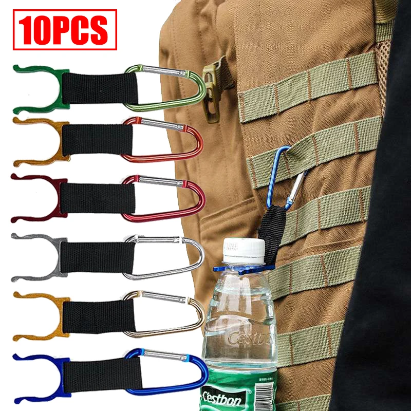 

5/10pcs Aluminum Carabiner Drink Water Bottle Buckle Hook Holder Clip Camping Hiking Key Chain Multi-color Buckle Holder Tool