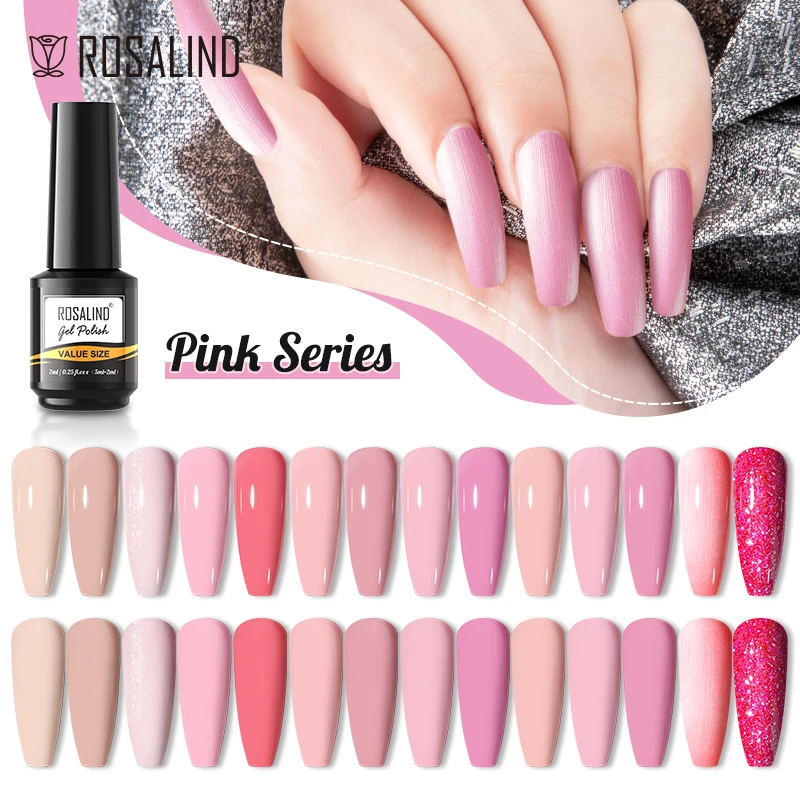 

Цветной гель для ногтей ROSALIND, розовая серия, стойкое базовое и верхнее покрытие, удаляемое замачиванием, полуперманентные гибридные лаки дл...