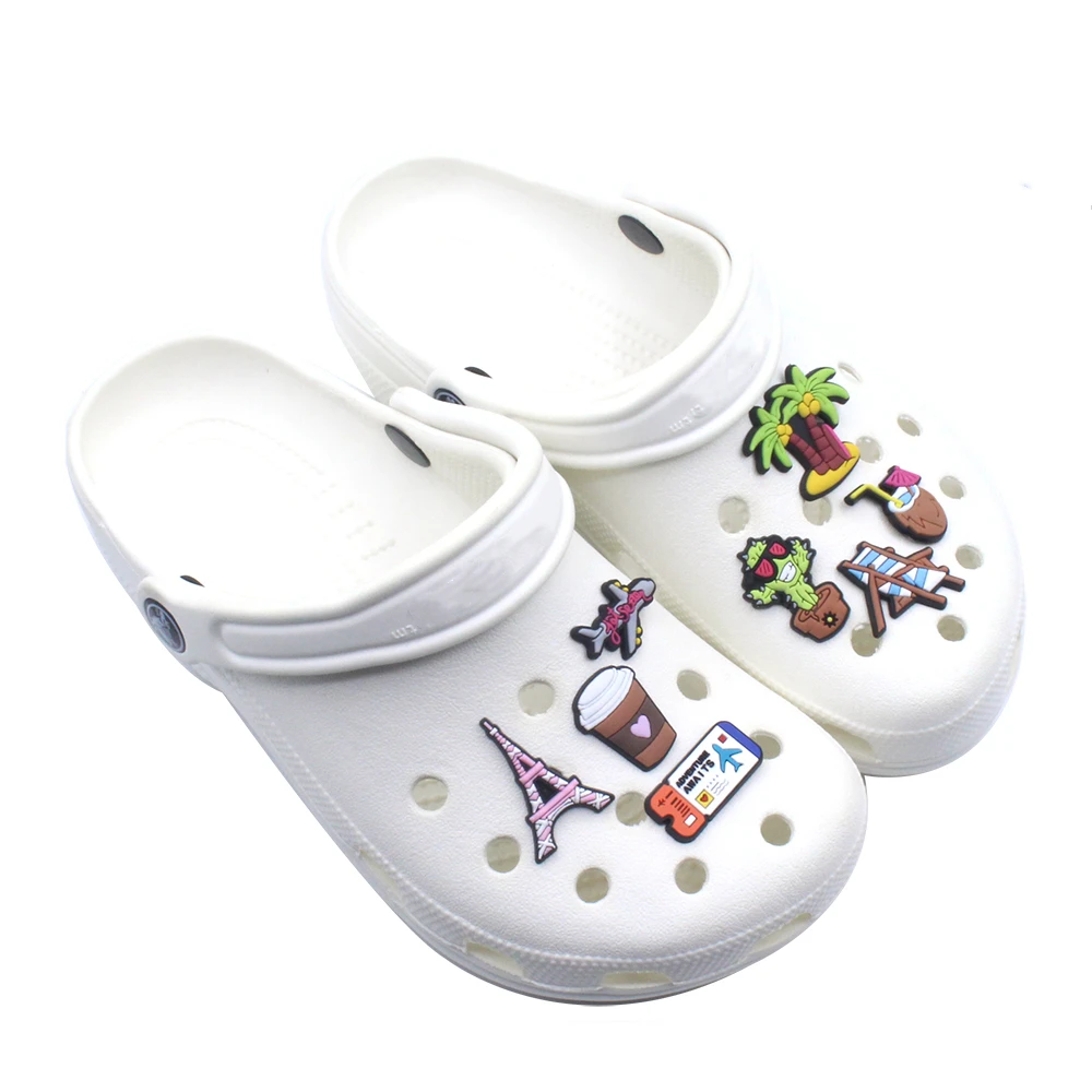 High Imitation 1PCS PVC Shoe Charms Cactus/ Luggage/Sunglasses/Jet Plane Shoe Decoration Accessories for Croc jibz Kid's Party