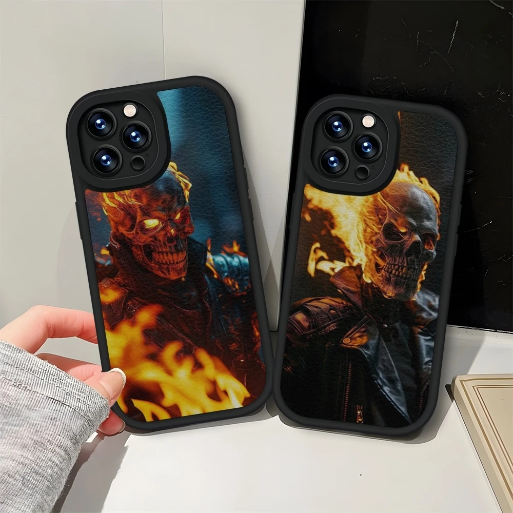 Чехол для телефона Ghost Rider черный кожаный мягкий силиконовый чехол IPhone 12 13 15 11 14 Pro