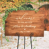 welcome wedding sign decals personalized any texts board stickers anniversary engagement party sign mirror vinyl murals hw007