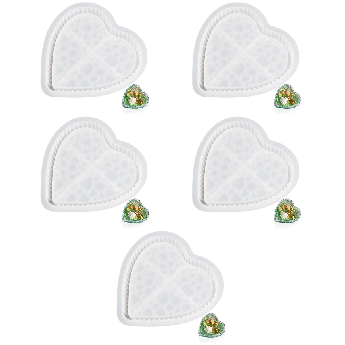 

5x Portable Practical Making Molds Heart Silicone Mold DIY Molds Heart for Diy Making Handcraft