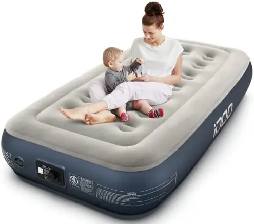 

POPTOP Queen Air Mattress with BUILT in , Inflatable Mattress for Camping & Guest, Blow Up Mattress, colchon inflable, Airbed -