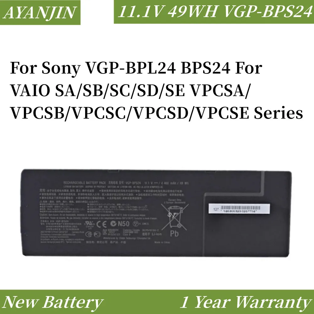 

VGP-BPS24 11.1V 49WH Laptop Battery For Sony VGP-BPL24 BPS24 For VAIO SA/SB/SC/SD/SE VPCSA/VPCSB/VPCSC/VPCSD/VPCSE Series