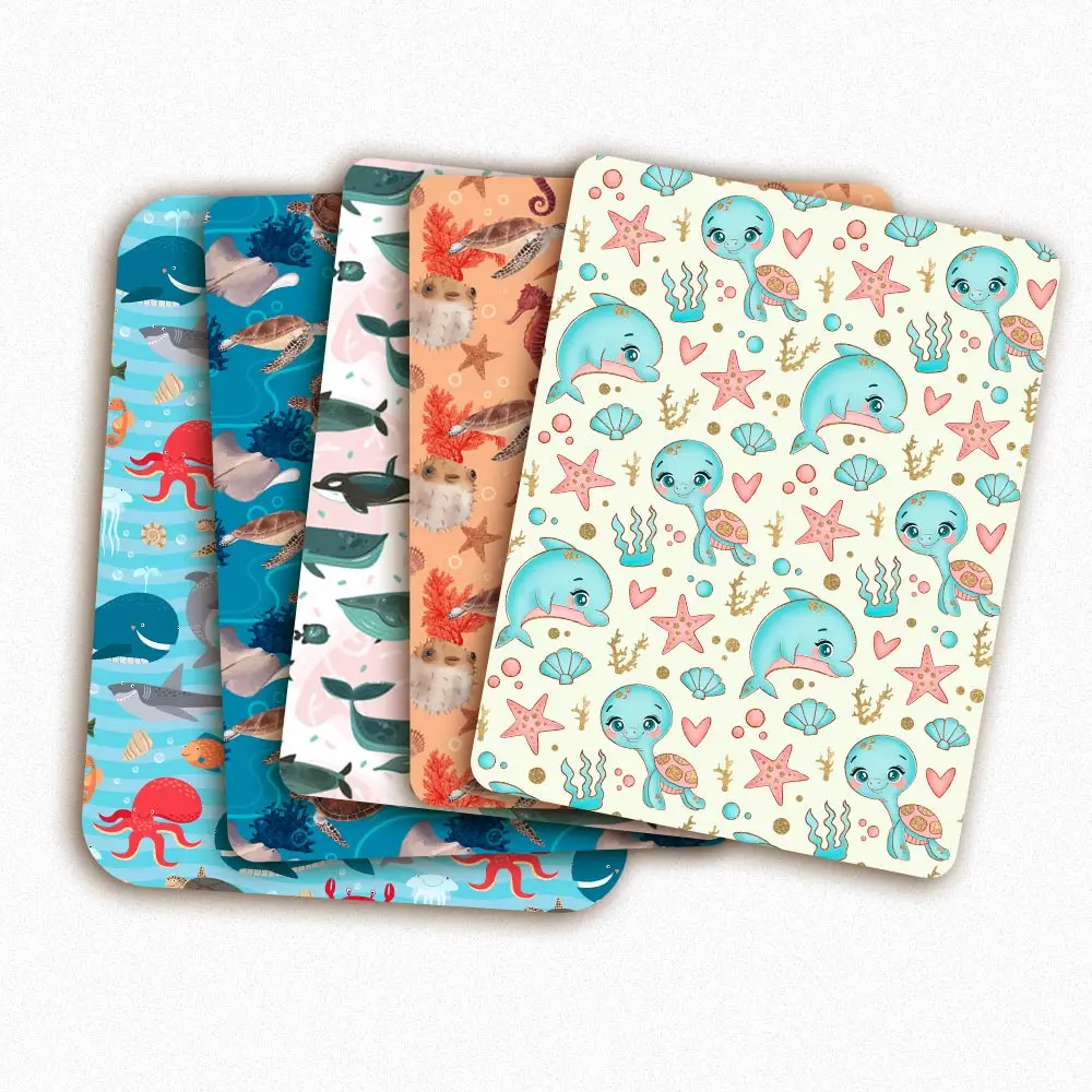 Полиэфирная хлопчатобумажная ткань дизайнерский тканевый лист с принтом китов