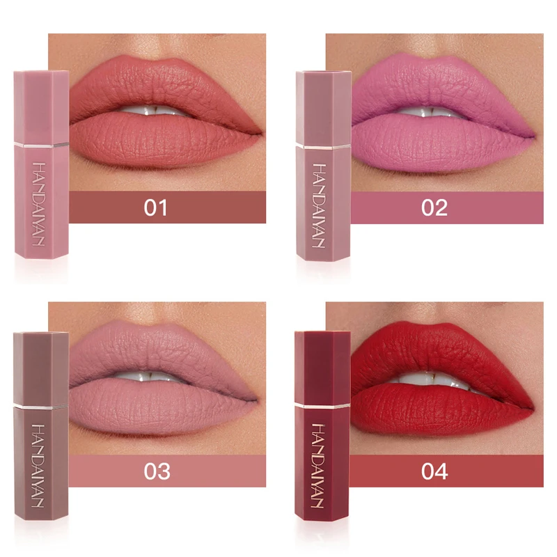 Матовая водостойкая бархатная нюдовая помада Handaiyan 6 цветов сексуальные красные