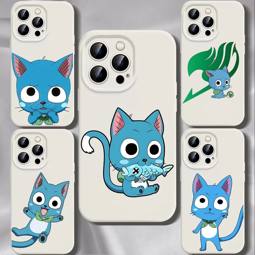 Чехол для телефона Fairy Tail Happy Cute Cat Iphone 11 13 14 15 16 Pro Max X Xr Xs Se2020 12 mini белый чехол