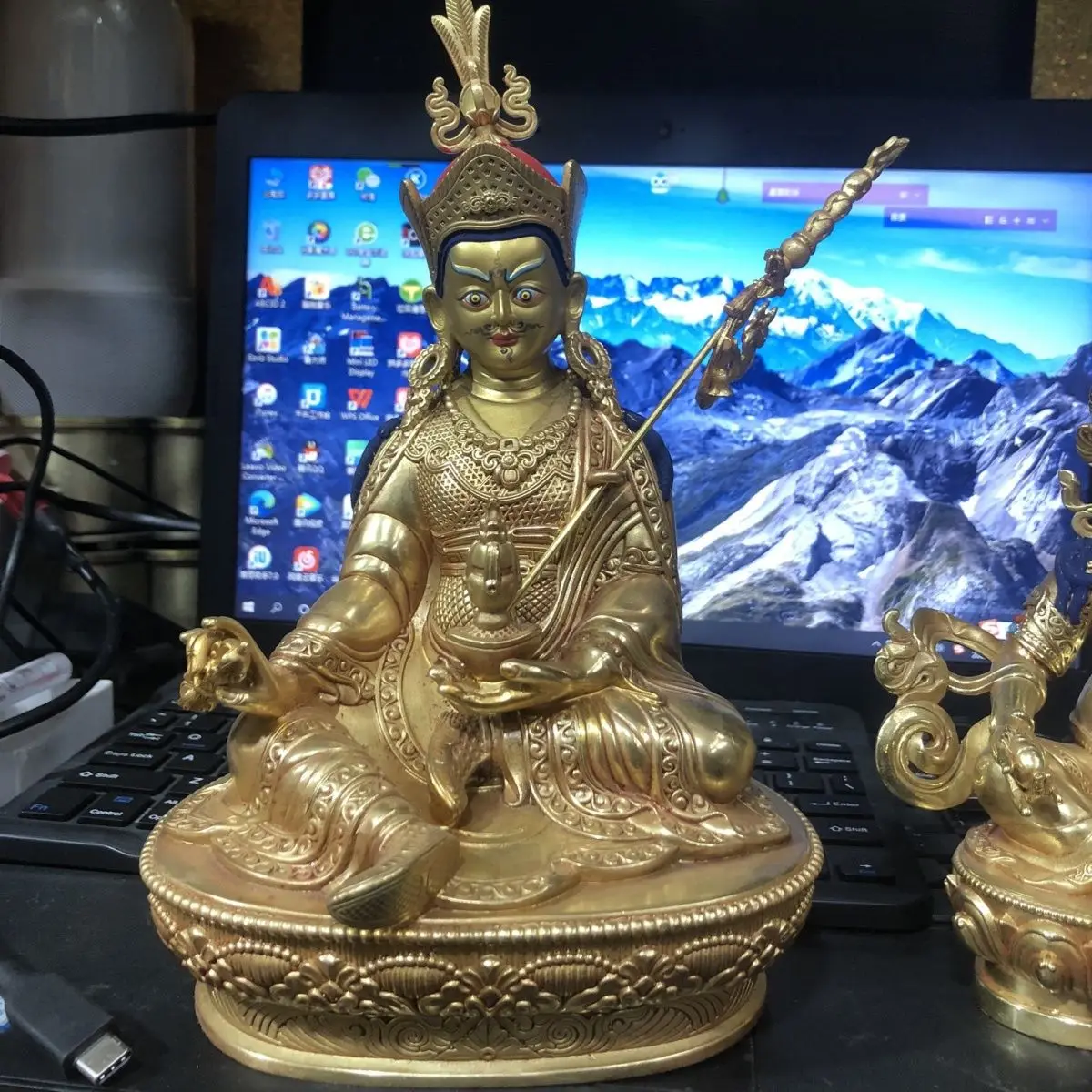 Статуэтка Гуру Ринпоче Будды из чистой меди 7 дюймов тибетская буддийская Seiko