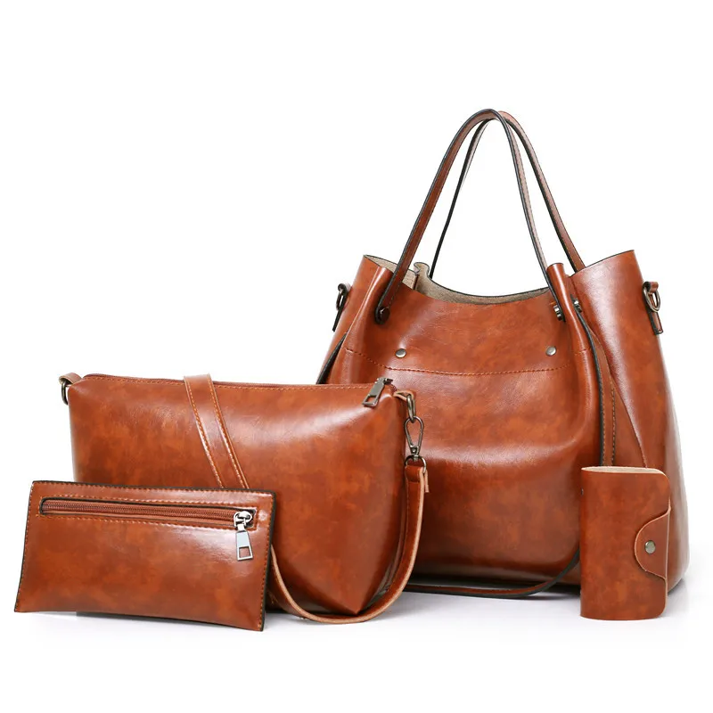 

Новинка 2021, модная сумочка в европейском и американском стиле, сумка из вощеной кожи в стиле ретро, набор из множества сумок для женщин