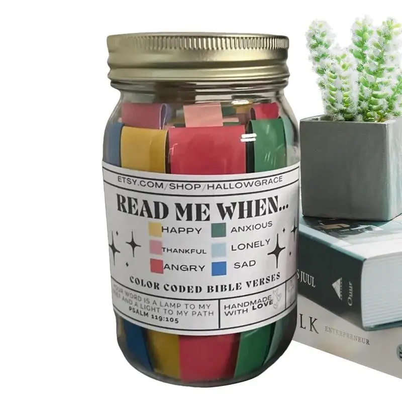 

Scripture Jar 67Color Coded Bible Verses For Emotions And Feelings Prayer Cards Storage Jar Christian Jesus Scripture Jar Crafts