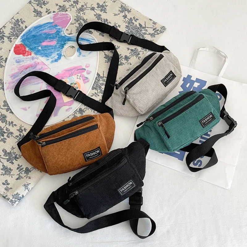 

Вельветовая Женская поясная сумка, маленькие холщовые женские сумки через плечо для женщин 2023, забавная модная женская нагрудная сумка для телефона