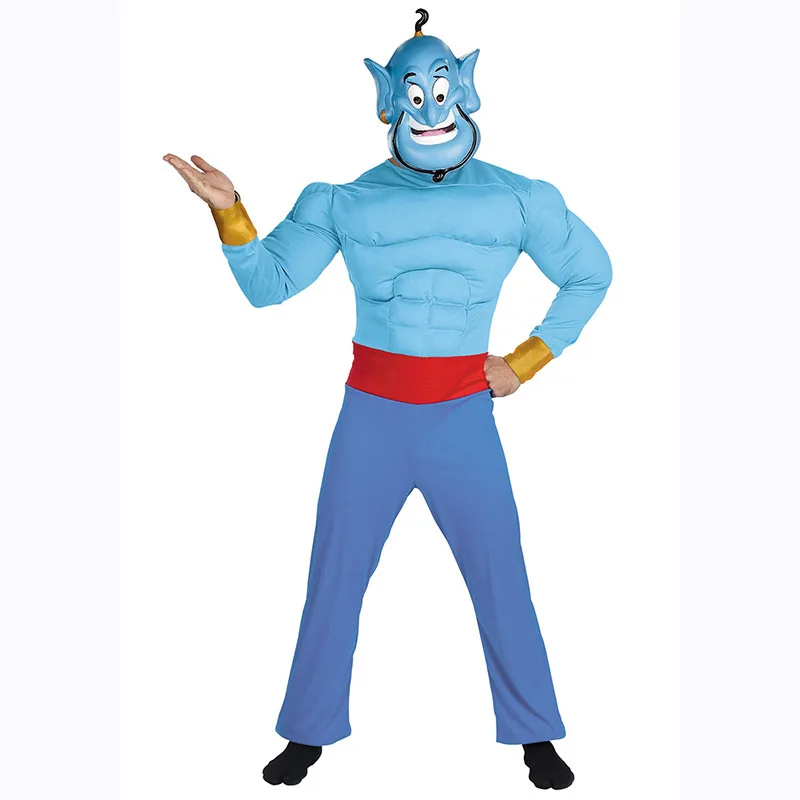 Kids lamp god Aladdin's Genie Muscle Costume Halloween Costume For Boys Jumpsuit And Mask Set