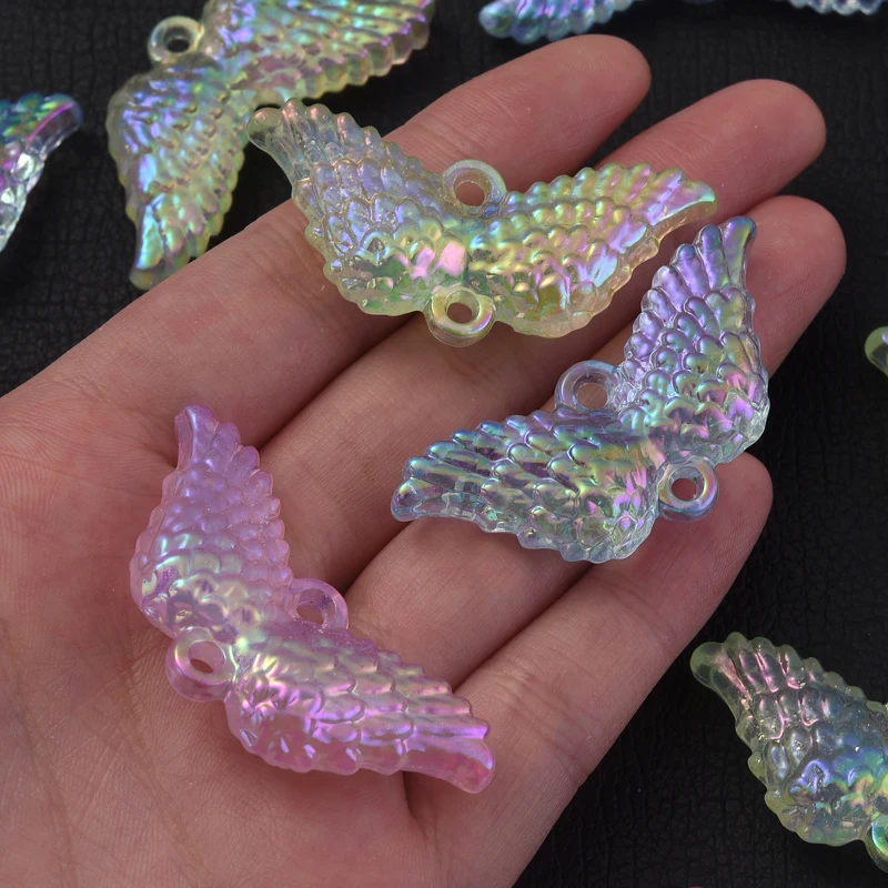 10 шт., акриловые подвески в форме крыльев, 20 х45 мм