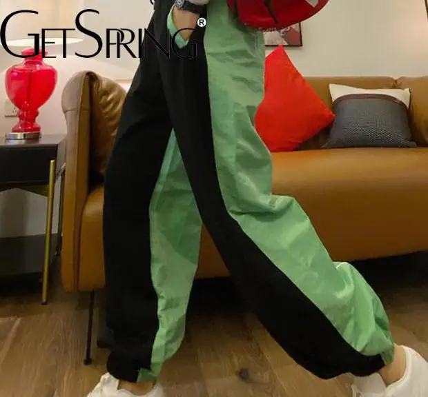 

GetSpring Women Pant Capris Color Matching Drawstring Harem Pants Fashion Loose Casual Long Sports Trousers Autumn Spring 2023