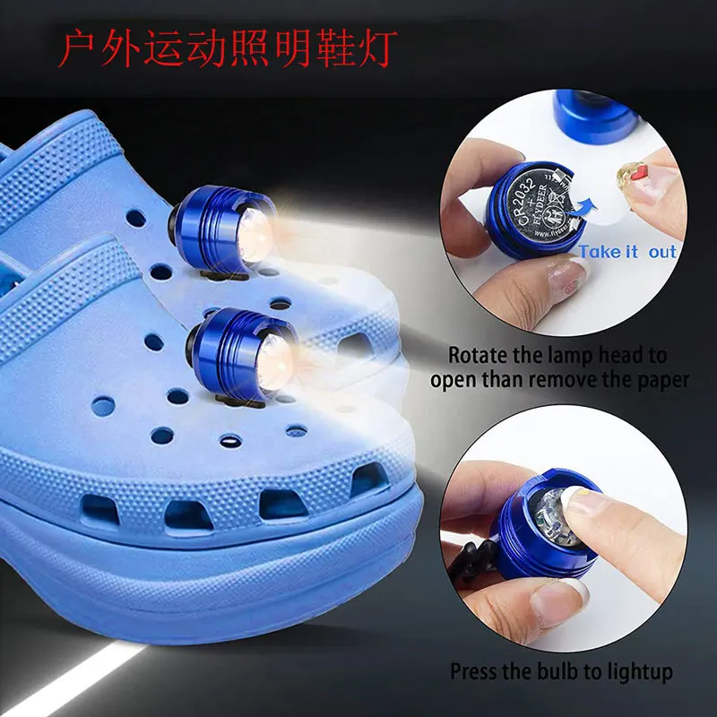 Wholesale Headlights for Croc Shoes Light Outdoor Sports Lighting Hiking Camping Warning Shoes Light durable Lightweight