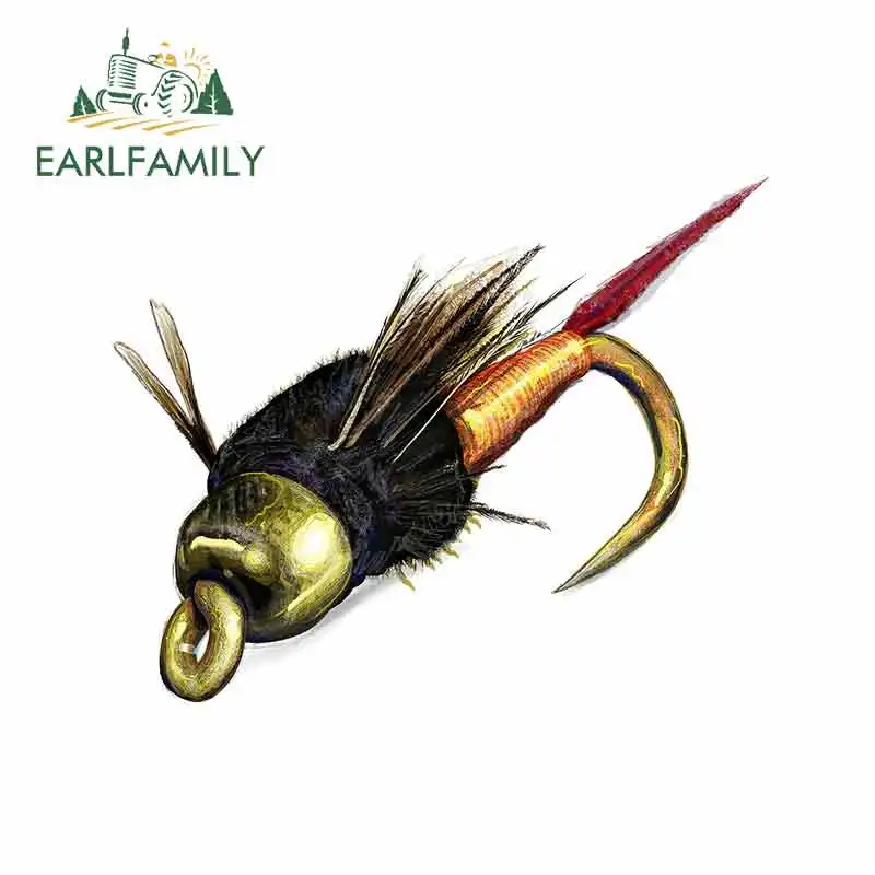 

EARLFAMILY 13cm Copper John Fly Fishing Vinyl Car Wrap Car Stickers and Decals Occlusion Scratch Personality Decoration