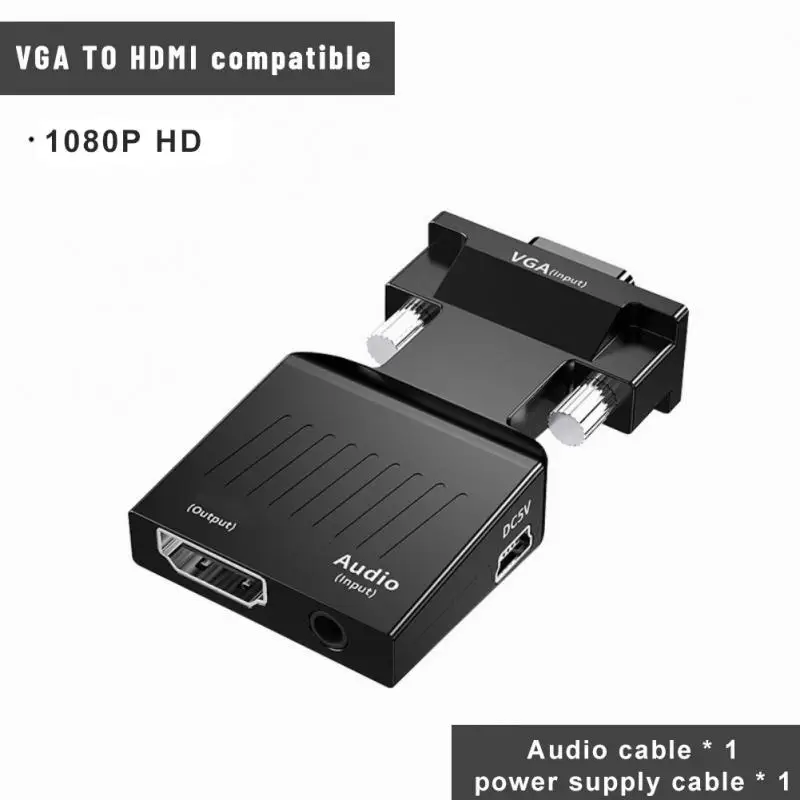 

VGA To HDMI-compatible Adapter Converter With 3.5mm Audio Cable For PS4 PC Laptop TV Monitor Projector 1080P HDMI to VGA Adapt
