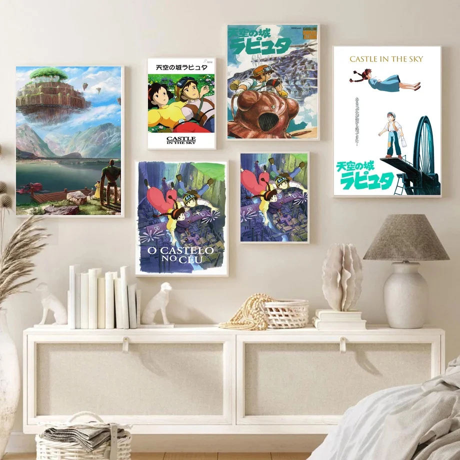

Hayao Miyazaki Howl's Moving Castle Retro Classic Anime Cartoon Oil Painting Canvas Poster Painting Home Decoration Frameless