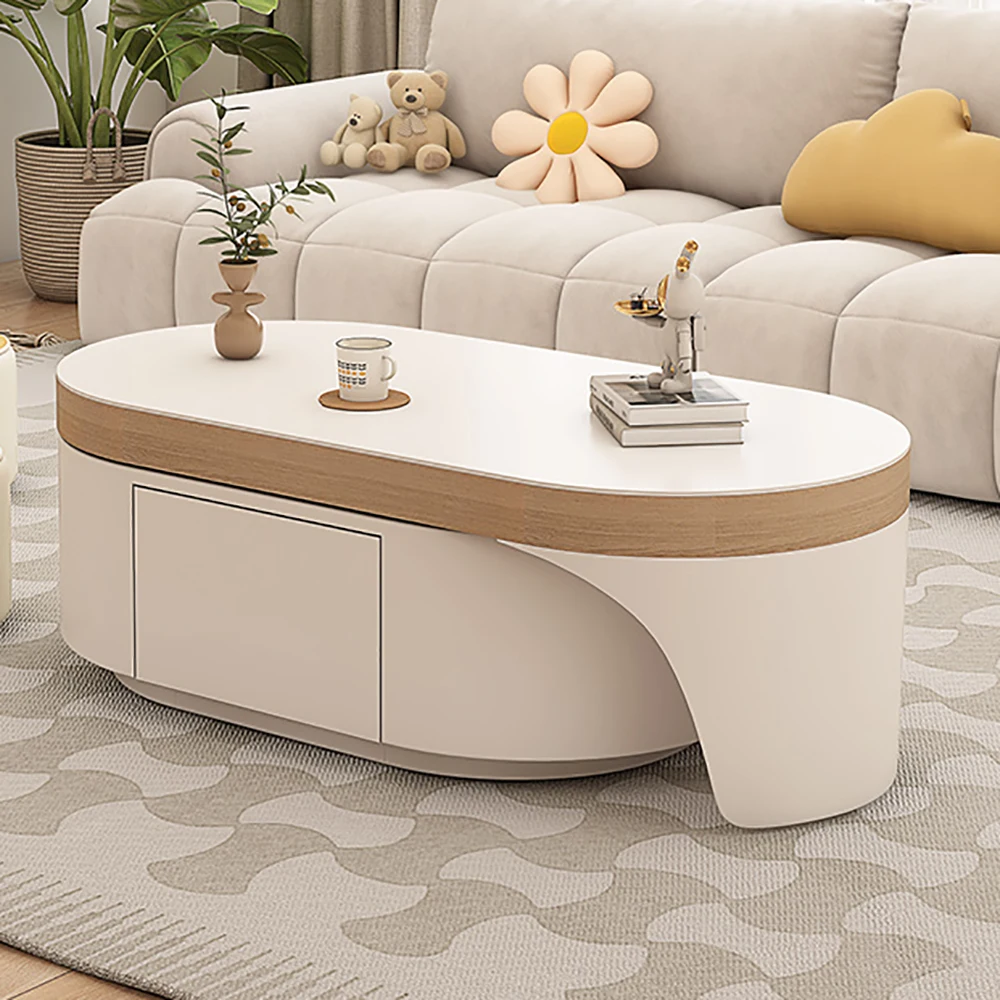 Журнальный столик скандинавским украшением и ящиком организация хранения