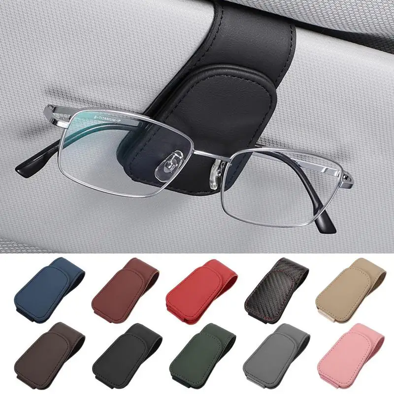 

Автомобильный держатель для солнцезащитных очков, автомобильный прочный кожаный держатель для солнцезащитных очков, автомобильный портативный органайзер для очков разных цветов, автомобильный аксессуар
